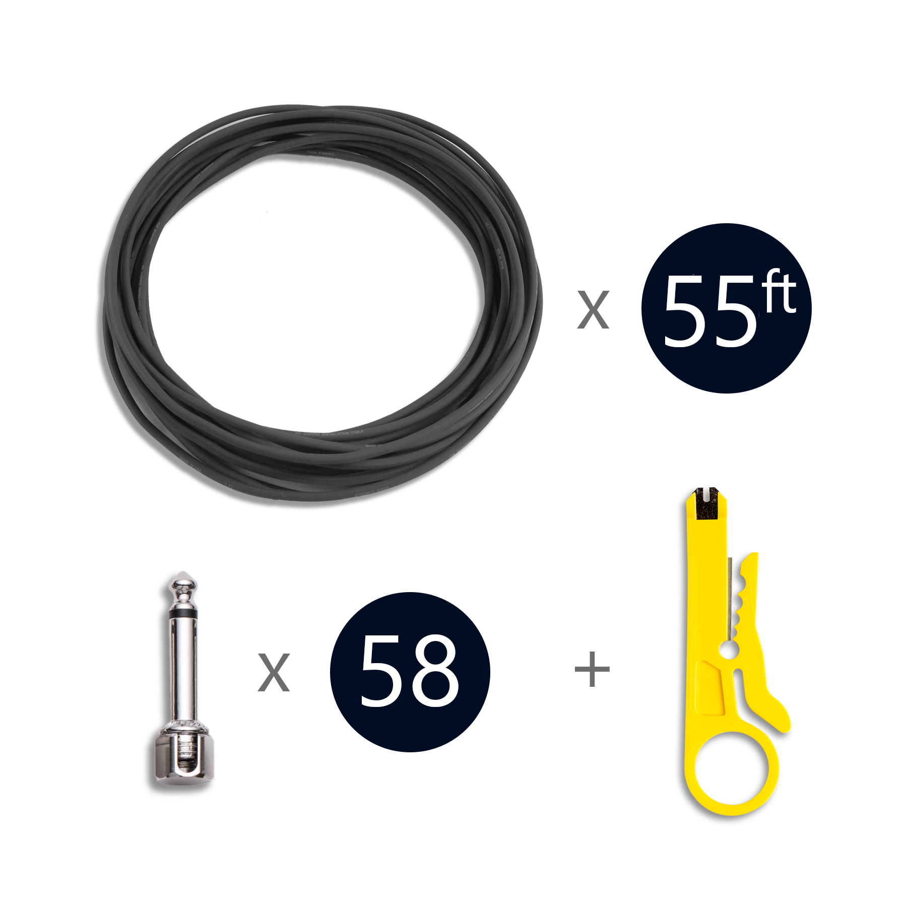 Evidence Audio SIS Patch cable kit: 55ft Monorail cable + 58 right angle SIS Plug