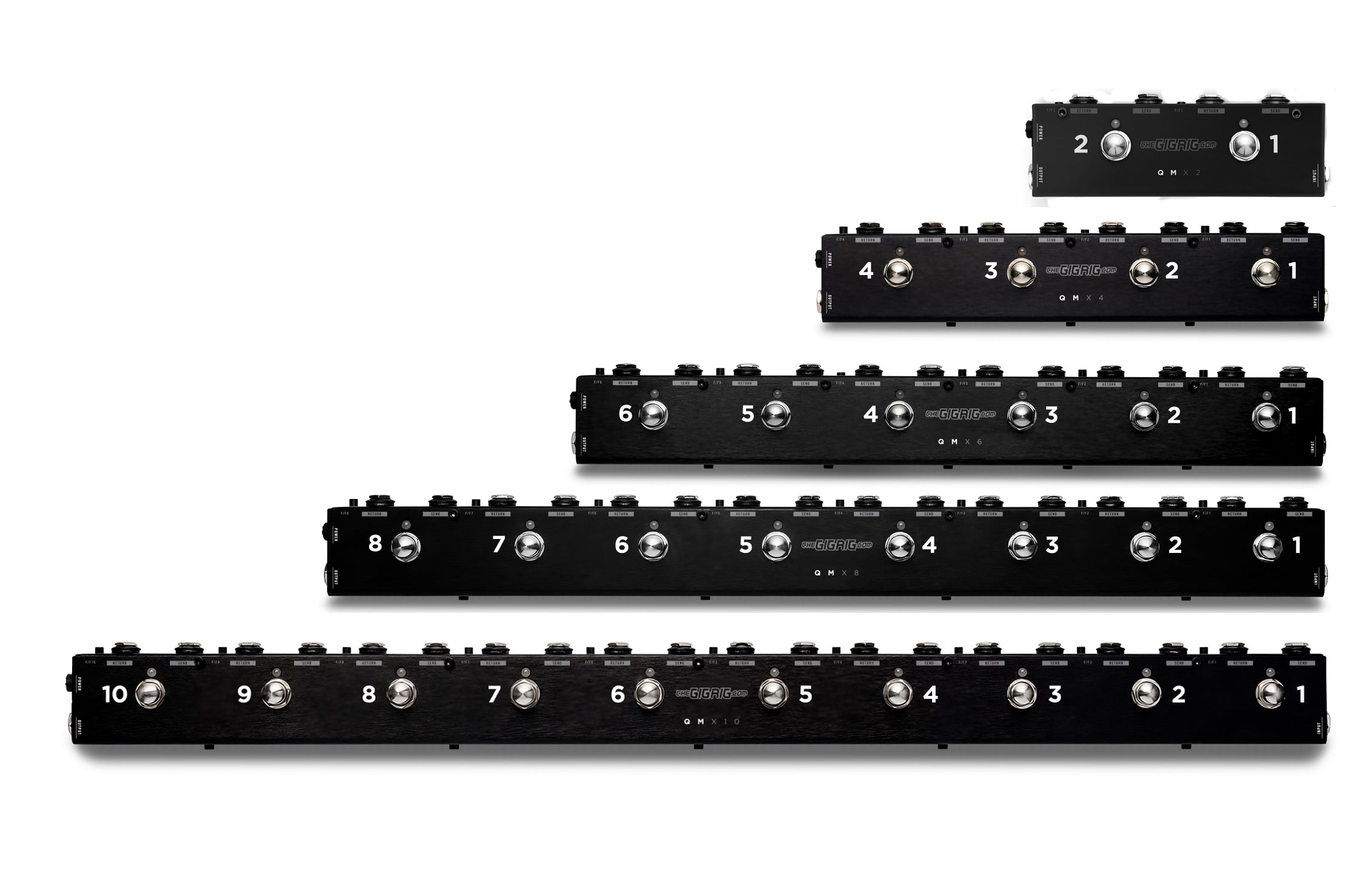 Size comparison of all Quartermaster QMX. Sizes 2 to 10