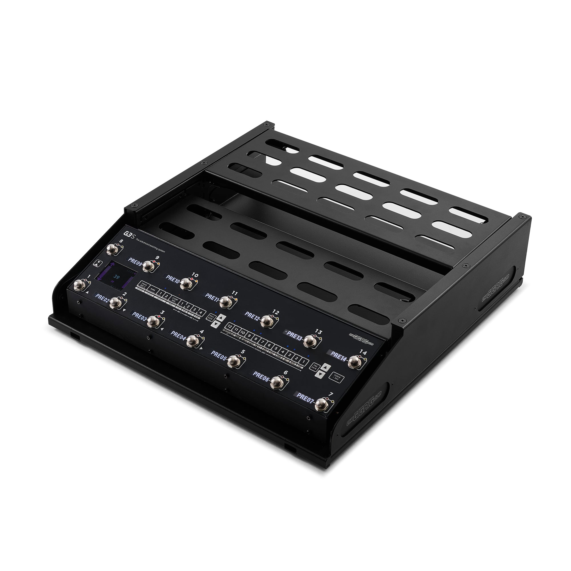The GigRig Pedalboard : Medium Double Tier with Broad and Narrow Tiers installed ( G3S for display only)