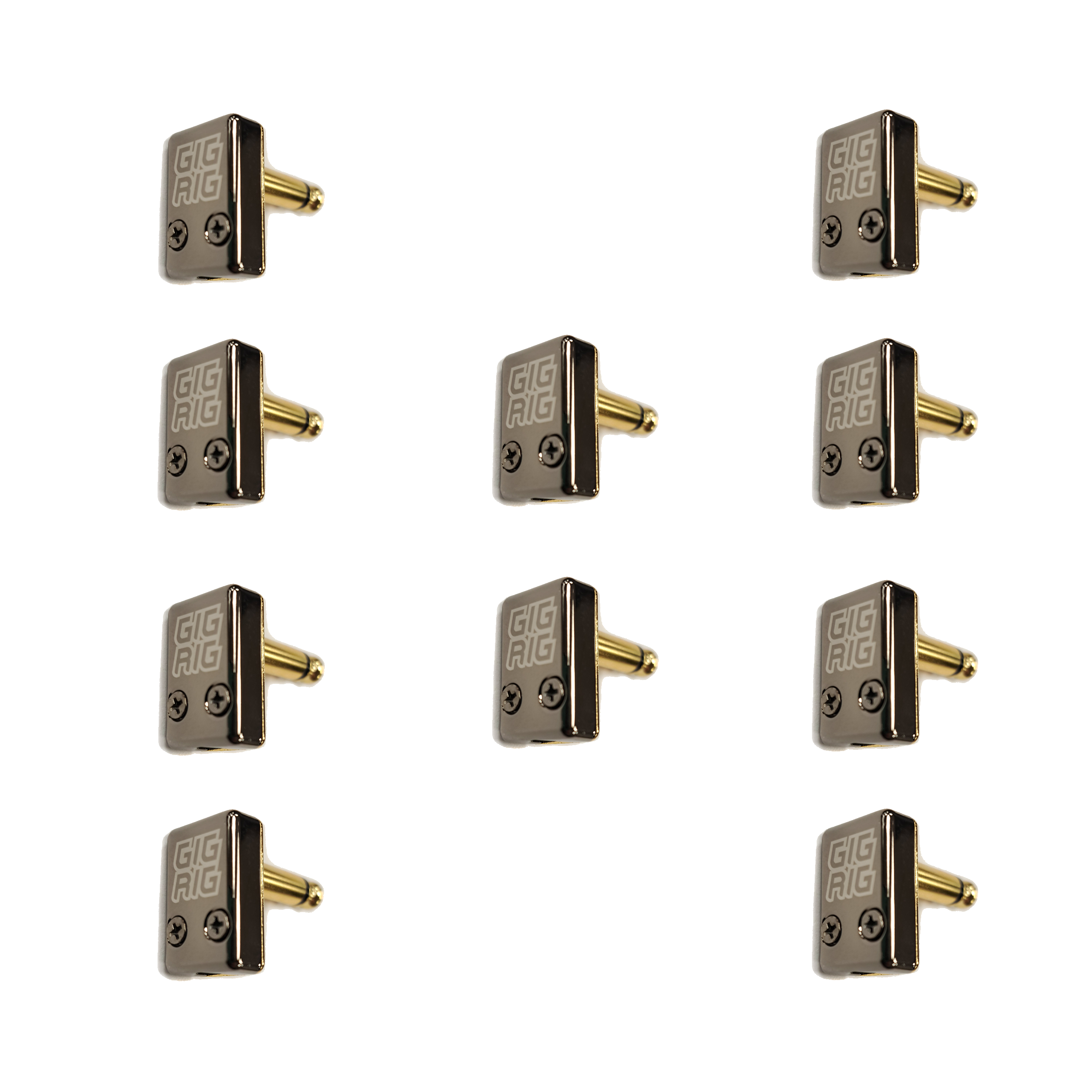 10 Laser etched TheGigRig Branded Eminence Tiny Gold Plated ¼ inch (6.35mm) R/A TS Patch cable Connectors