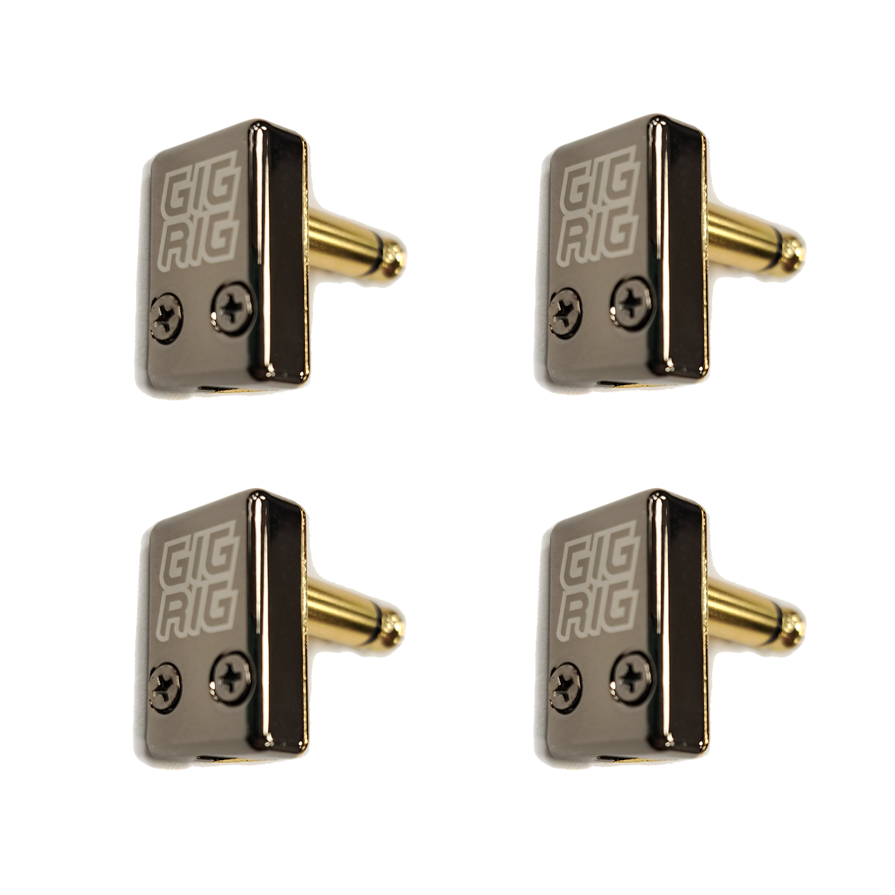 4 Laser etched TheGigRig Branded Eminence Tiny Gold Plated ¼ inch (6.35mm) R/A TS Patch cable Connectors