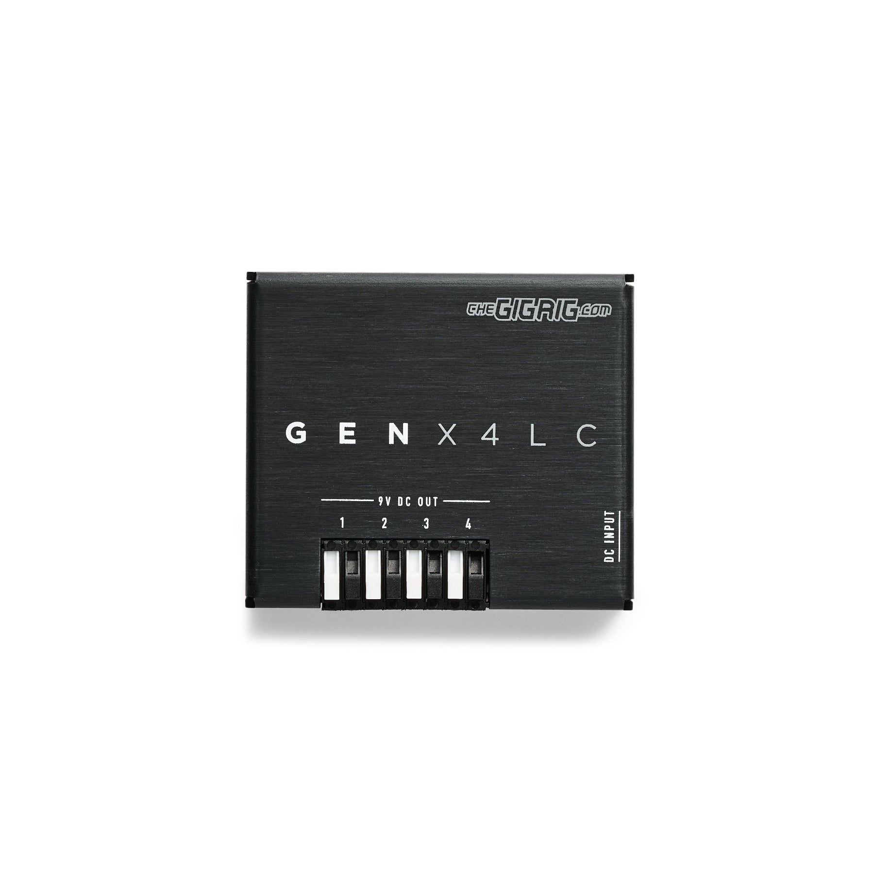Black aluminium enclosure GENX4LC Power convertor with GigRig Branding  on a white background