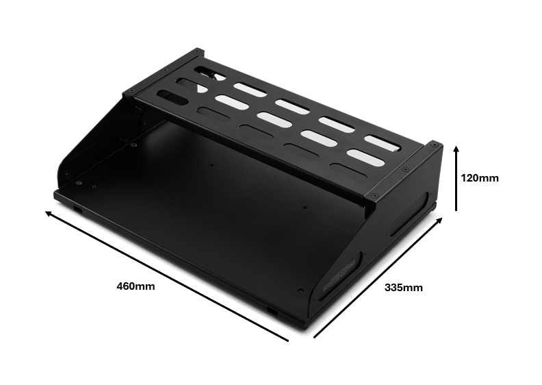 The GigRig Pedalboard Medium Single Tier with dimensions: 460mm x 335 mm x 120mm