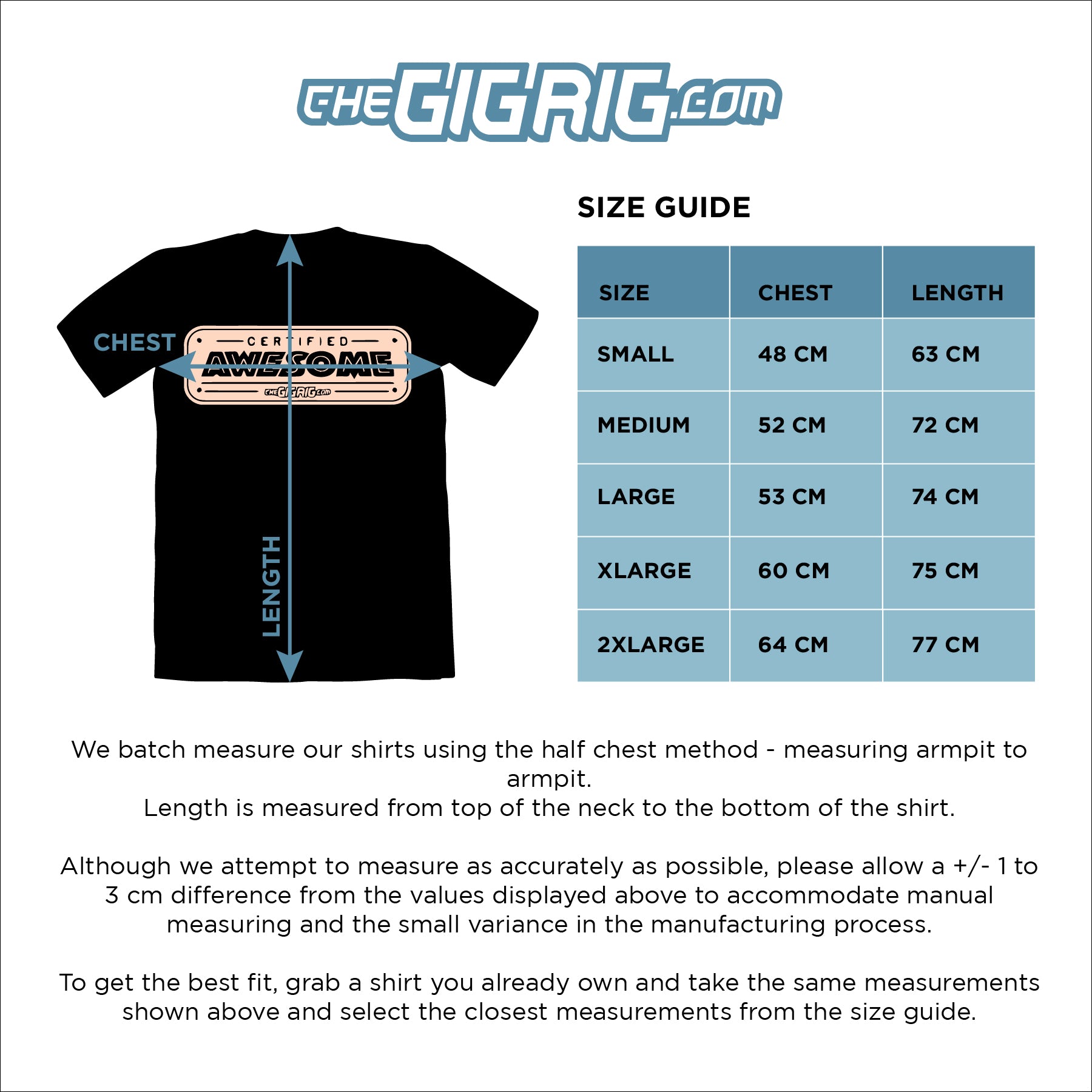 The GigRig Certified Awesome T-Shirt - Black/ Vintage Cream